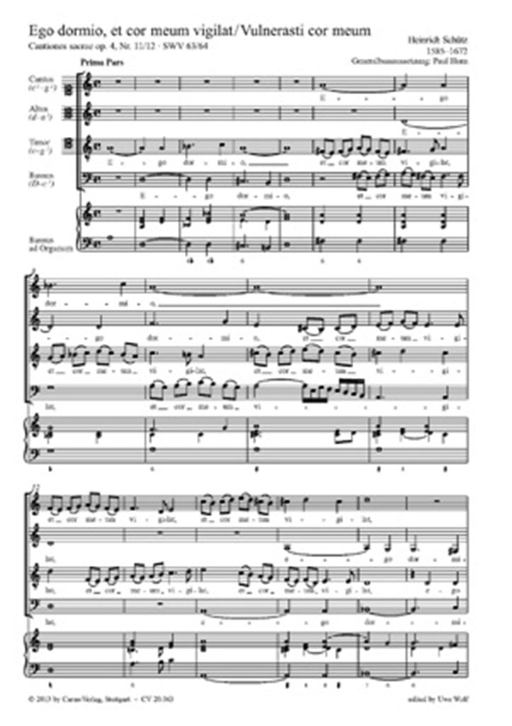 Schütz: Ego dormio- Vulnerasti cor meum